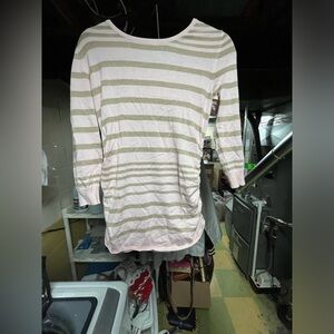 Striped Pink and Tan Women's Top Size Medium Giveaway